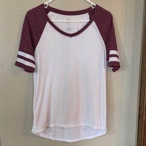 SO Maroon and White Raglan Tee